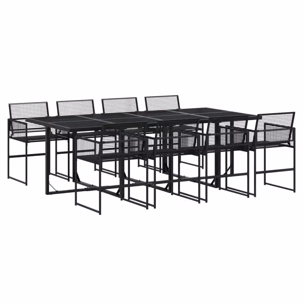 Berkfield Home 9 Piece Black Poly Rattan Garden Dining Set – 2