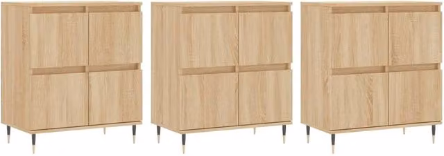 Berkfield Home 3-Piece Sonoma Oak Sideboard Set in Light Tan Beige