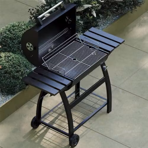 Charles Bentley Ottimo 415 Charcoal Barrel BBQ in Black with Thermometer, Warming Rack and Wheels, W/D/H: 128 x 108 x 58.5 cm – 2