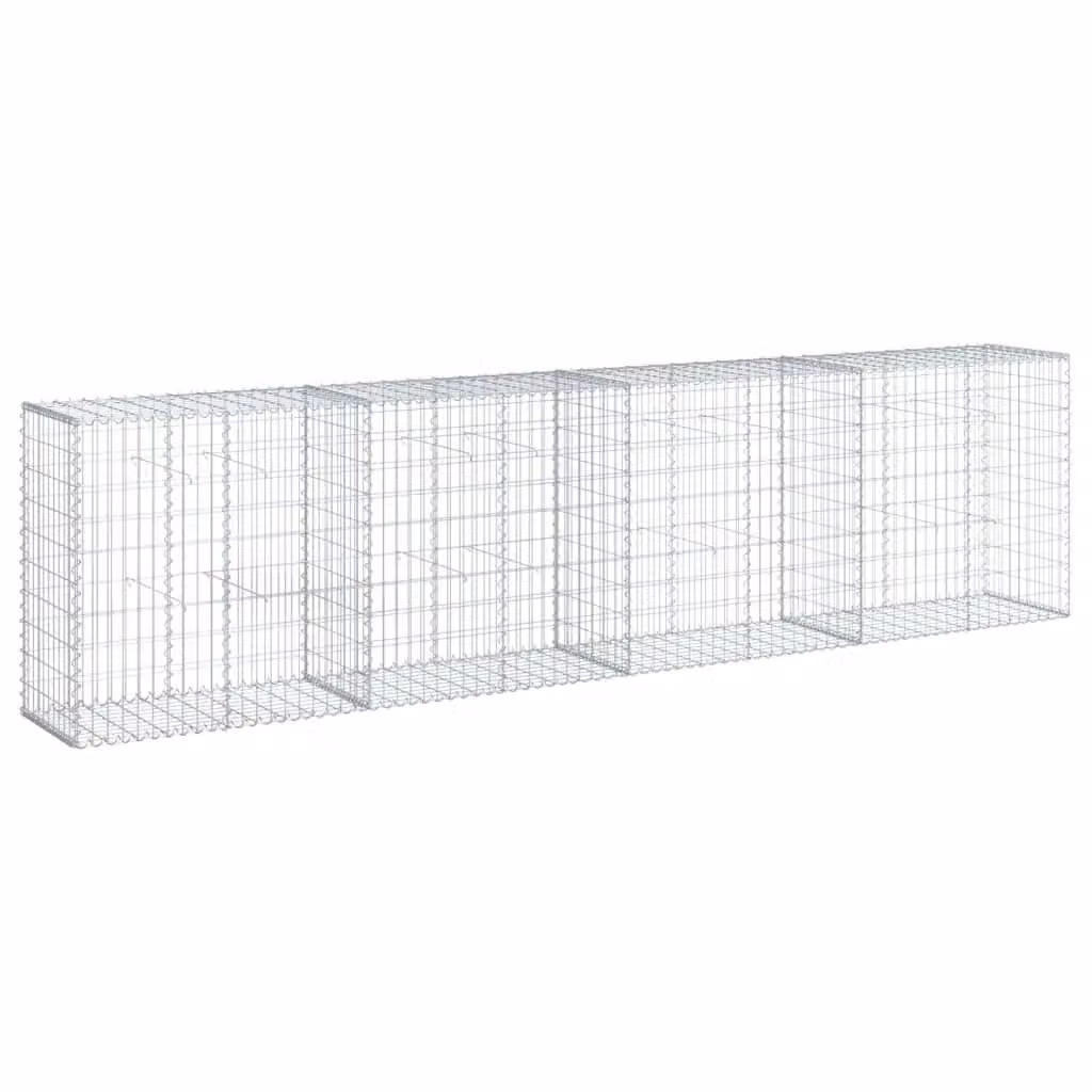 Berkfield Home Silver Galvanised Steel Gabion Basket with Cover, W: 400 cm, D: 50 cm, H: 100 cm – 2