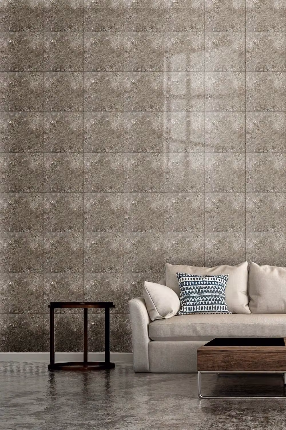Living and Home 10pcs Grey Self-Adhesive Marble PVC Wallpapers, W/D/H: 40 x 40 x 40 cm – 2