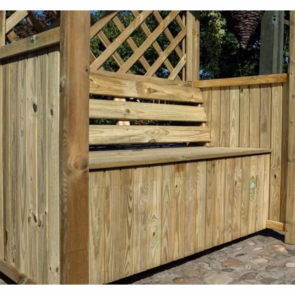 Cheshire Deluxe Pressure Treated Apex Arbour with Underseat Storage in Light Oak – 2
