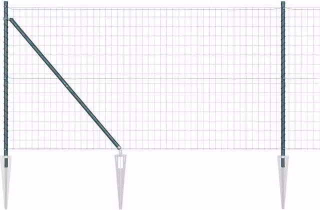 Berkfield Home Euro Fence with 7 Spike Posts, Green Galvanised Steel, W: 10 m, H: 1.2 m