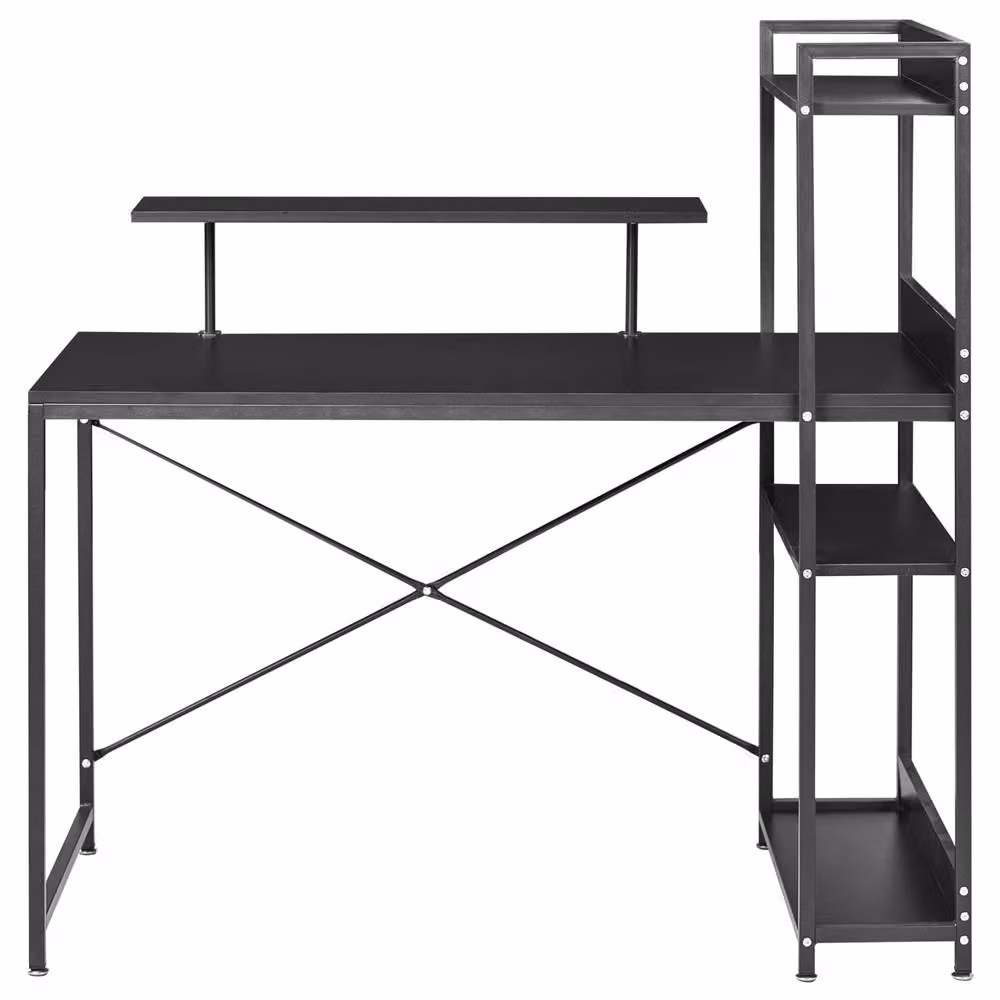 Wyld and Coco Industrial Writing Desk with Wood Top and Black Powder Coated Metal Frame, W/D/H: 120 x 120 x 75 cm – 2