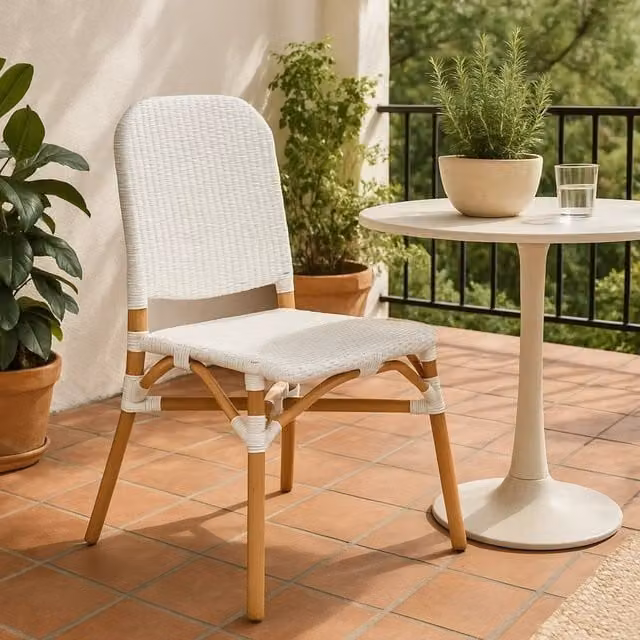 Interiors by Premier White Rattan and Wood Dining Chair for Indoor and Outdoor Use – 2