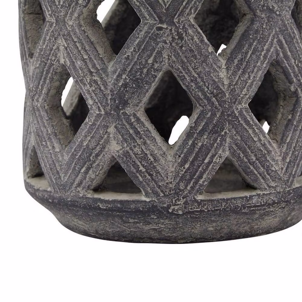 Lemon Pavilion Amalfi Lattice Ceramic Lantern in Grey, W: 15 cm, D: 15 cm, H: 15 cm – 2