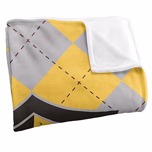 Warner Brothers Harry Potter Hufflepuff Plaid Sigil Fleece Blanket, White and Multicolour, W/D/H: 152 x 127 cm – 2