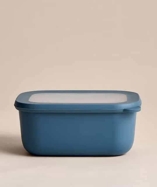 M&S Medium Plastic Storage Container with Snap Lid, Blue and Transparent