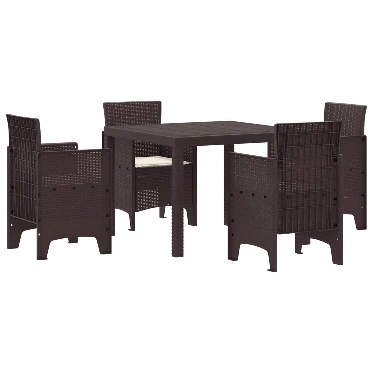 Berkfield Home 5 Piece Brown Poly Rattan Garden Dining Set with Cushions – 2