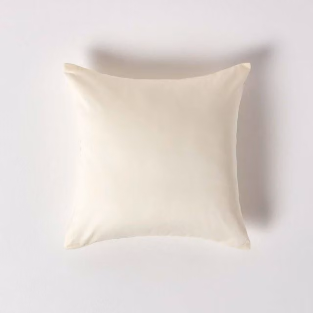Homescapes Organic Combed Cotton Pillowcase, Beige/Yellow, W: 40 cm