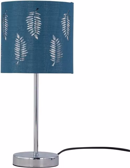 First Choice Lighting Chrome Touch Operated Dimmable Table Lamp with Teal Fabric Shade