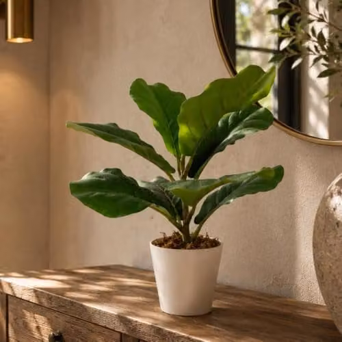 Leaf UK Realistic Artificial Fiddle Fig Potted Plant, Green, Height: 38 cm – 1