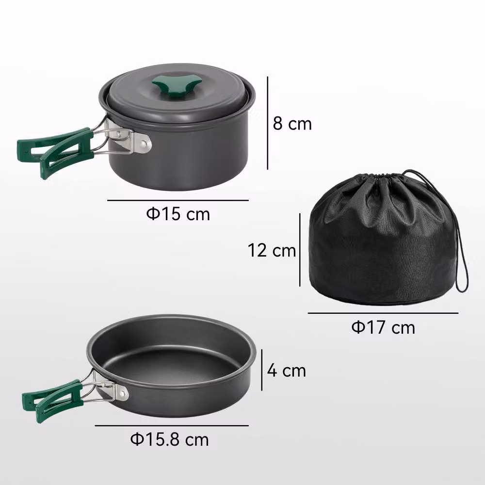 OUTSUNNY 8-Piece Ultralight Aluminium Camping Cookware Set in Grey – 3