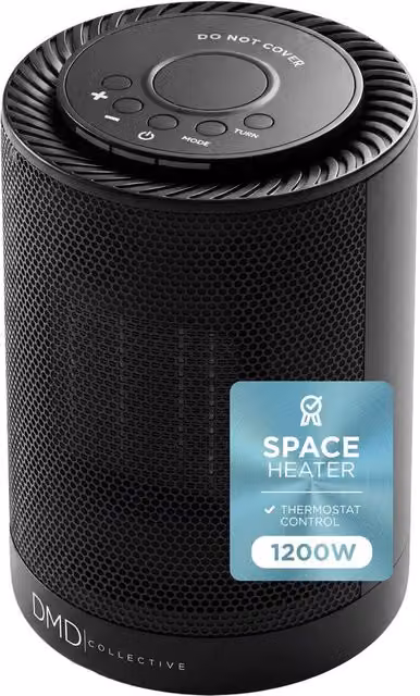 DMD Collective 9 inch Ceramic Fan Heater with Hot and Cold Air in Black – 1