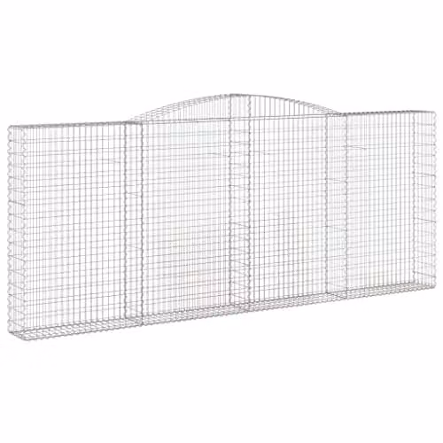 vidaXL Arched Gabion Basket in Silver Galvanised Steel, W: 400 cm, D: 30 cm, H: 160-180 cm