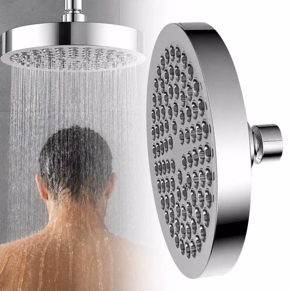 PAWNORA High Pressure Round Rain Overhead Shower Head Replacement in Silver and Chrome – 3