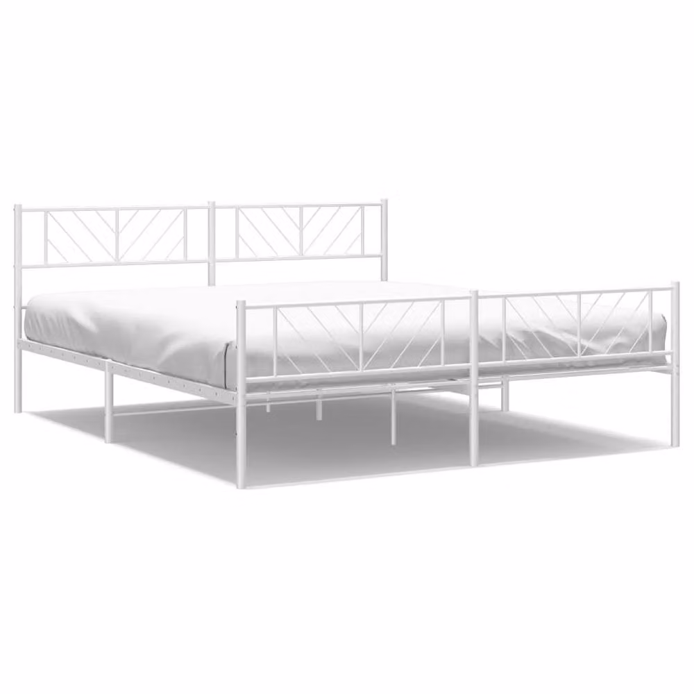 Berkfield Home Metal Bed Frame with Headboard and Footboard, White, W/D/H: 180 x 200 cm – 2