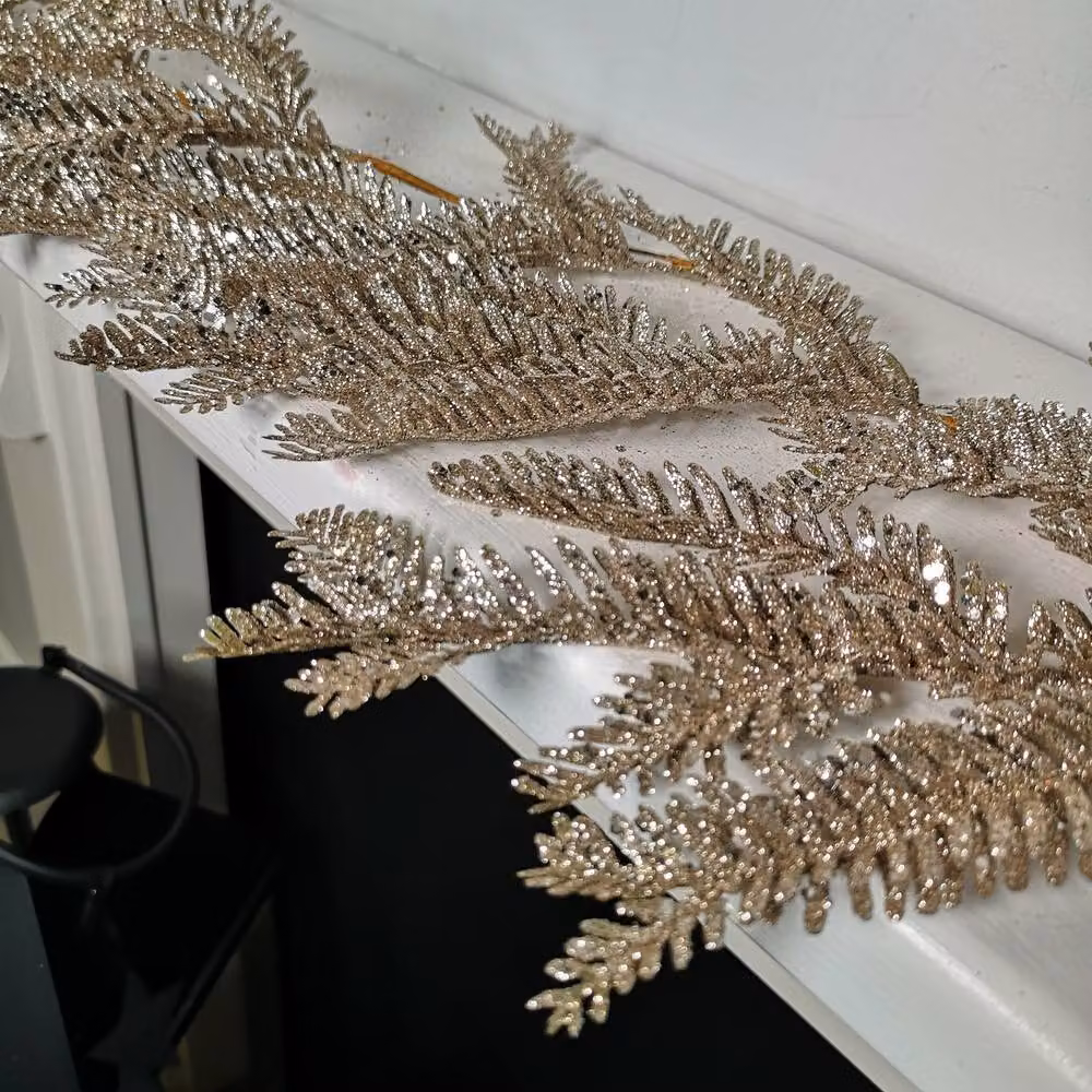 Samuel Alexander 1.8m Light Champagne Glitter Fir Christmas Garland in Beige – 2