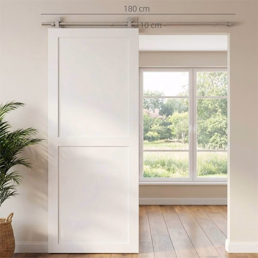 Kelvenix Heavy Duty 180cm Sliding Door Hardware Kit in Silver Stainless Steel – 2