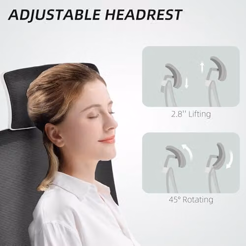 HOMCOM Executive Mesh Office Chair with Headrest and Armrests in Black – 5