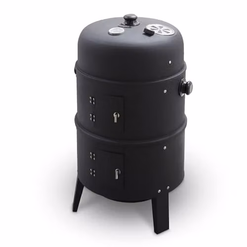 Tower 2-In-1 Tabletop Charcoal Smoker and Grill with Temperature Gauge and Airflow Vent, Black