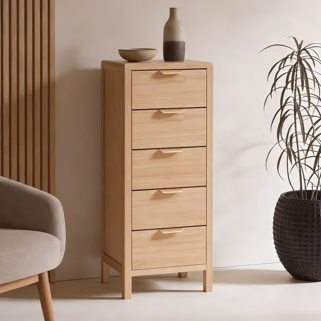 Home Source Freestanding Modern Wood and Metal Storage Unit in Brown and Beige, Height: 93 cm
