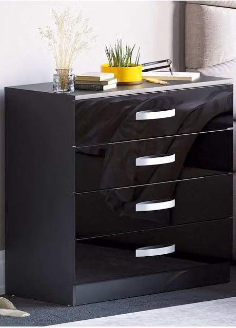 Vida Designs Hulio 4 Drawer Chest of Drawers in Black – 1