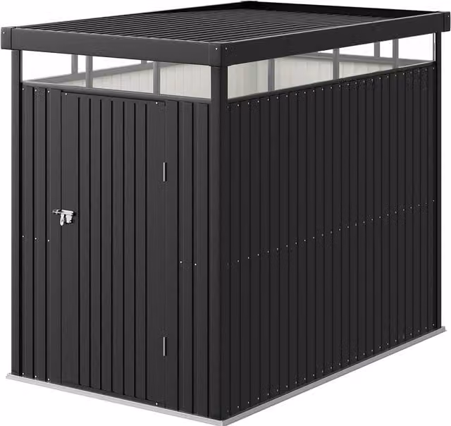 Livingandhome Modern Metal Flat Roof Garden Shed in Anthracite