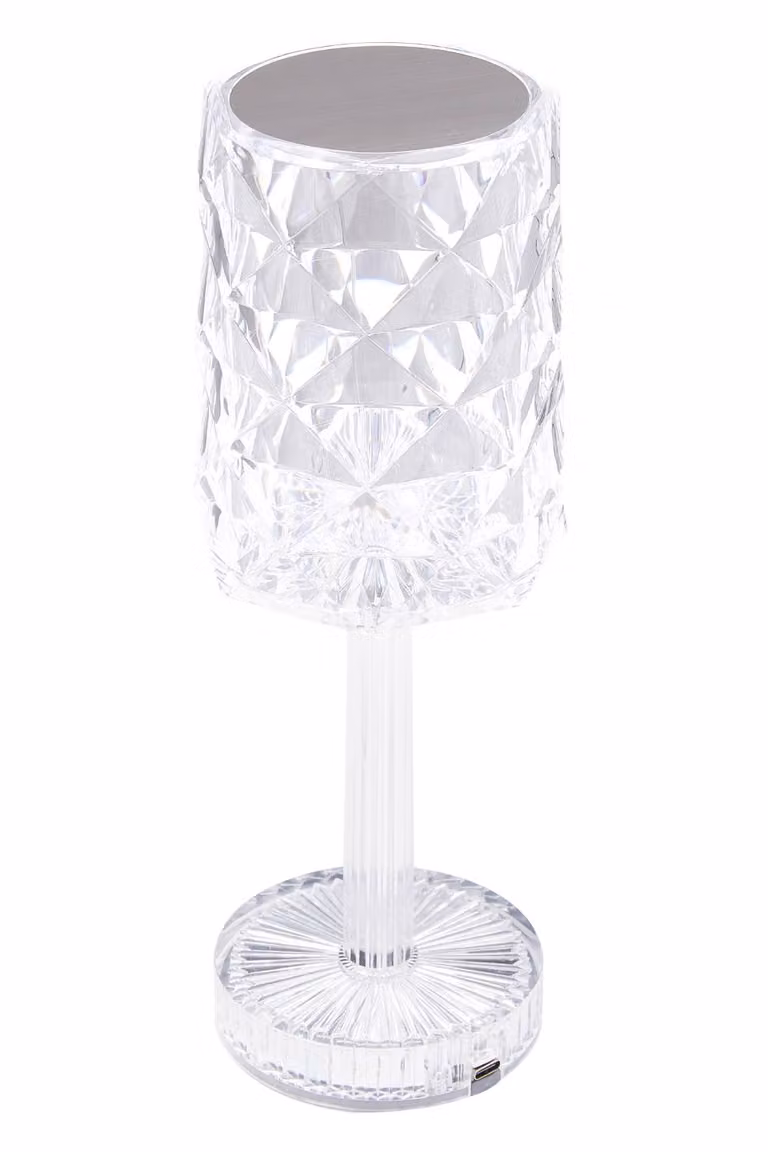 Living and Home Crystal Diamond RGB LED Table Lamp with Remote Control, Transparent and Multicolour, W/D/H: 26.0 x 9.0 x 9.0 cm