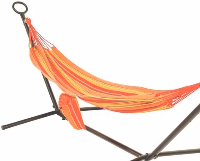Primrose Single Hammock with Powder Coated Steel Stand and Carry Bag in Orange