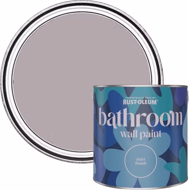 Rust-Oleum Grey Matt Water-Based Bathroom Wall and Ceiling Paint, 2.5 l