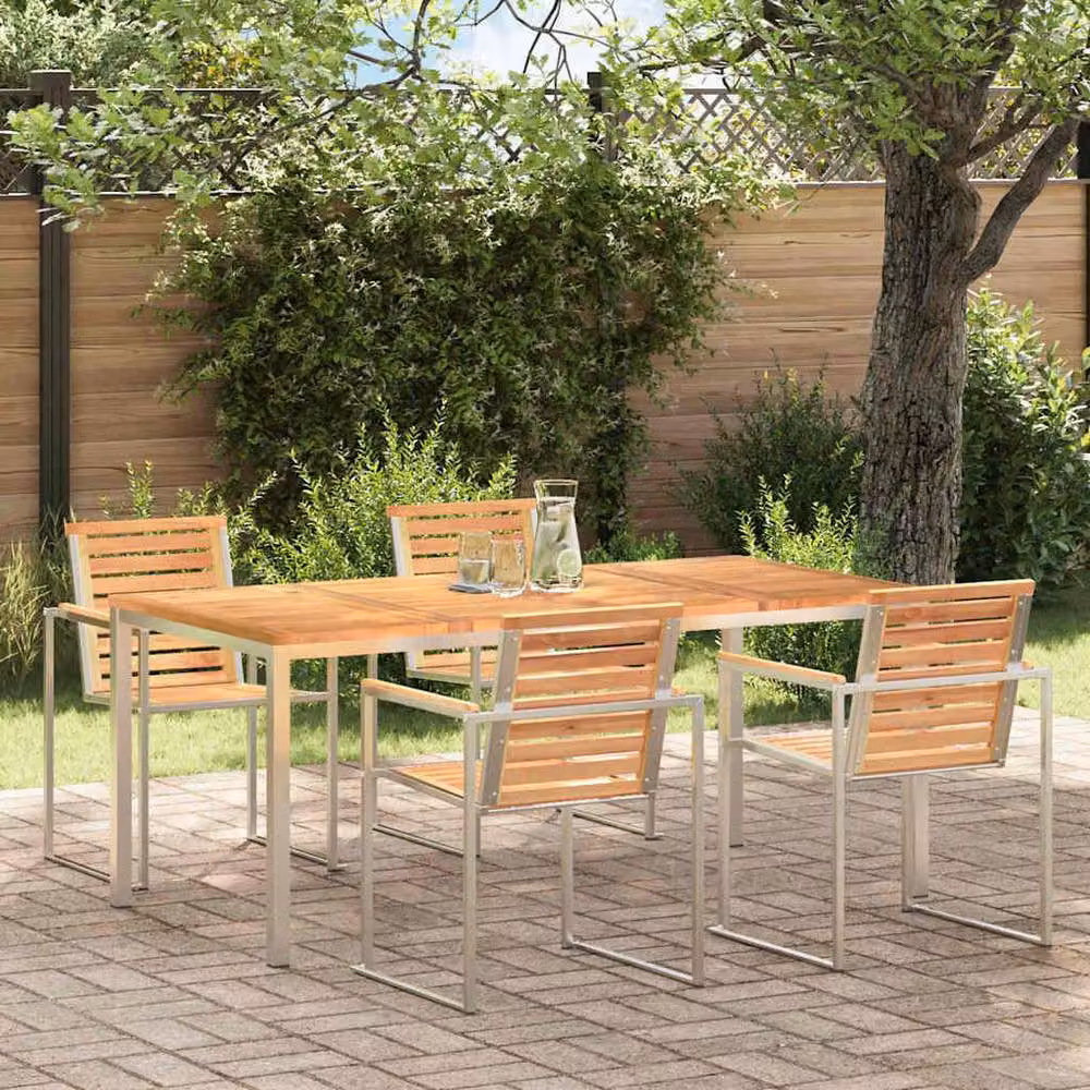 Berkfield Home Modern Extendable Outdoor Dining Table in Brown Teak Wood, W: 180 cm, D: 90 cm, H: 75 cm – 2