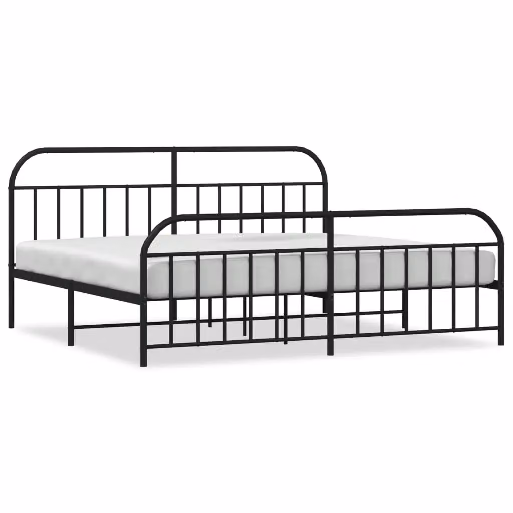 Berkfield Home Metal Bed Frame with Headboard and Footboard in Black, W/D/H: 193 x 203 cm – 2