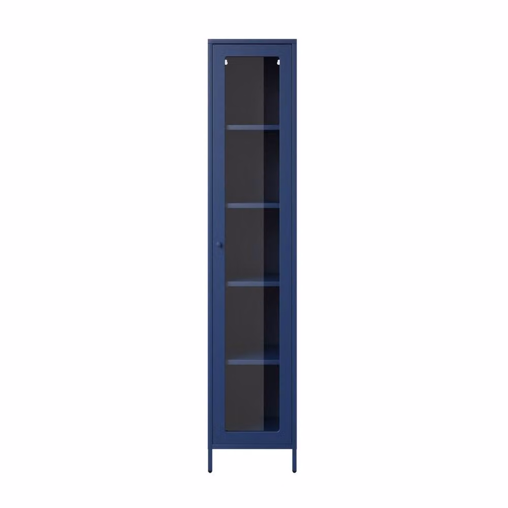 Lemon Pavilion Furniture Frank Industrial Storage Cabinet in Classic Blue with Glass Doors, W/D/H: 35.0 x 37.0 x 180.5 cm – 2