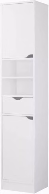 Ventryn Slimline Freestanding White Bathroom Tallboy Storage Cabinet, H 170 x W 29 x D 35 cm