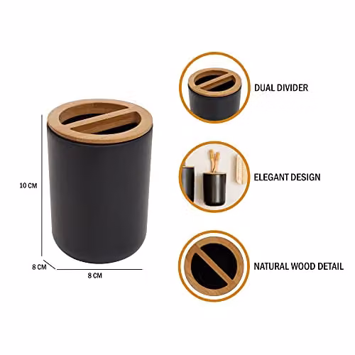 Orsina Black Bamboo Toothbrush Holder with Tumbler – 4
