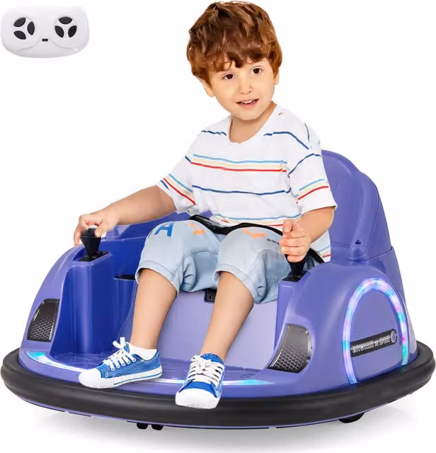 Costway Kids Electric Bumping Ride On Car, Purple