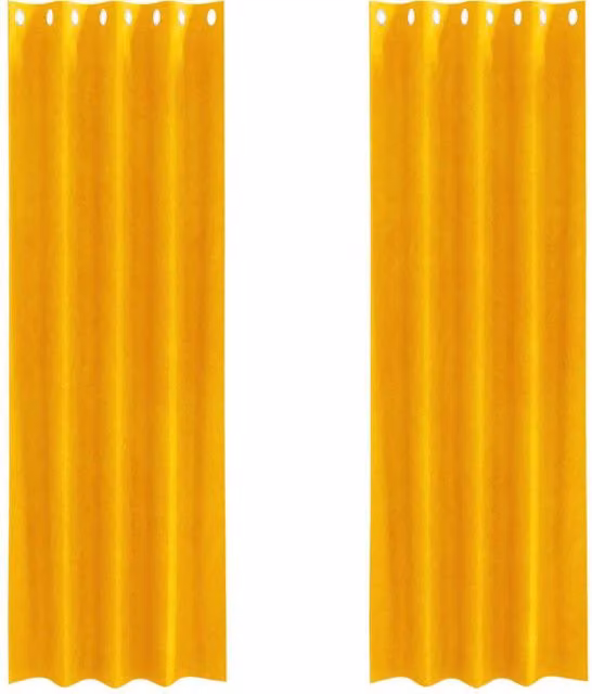 Berkfield Home Mustard Yellow Velvet Blackout Eyelet Curtains, 2 Pack