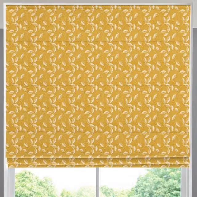 Simply Collection Sunflower Leaf Vine Blackout Roman Blind in Yellow