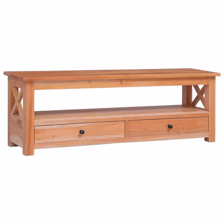 Berkfield Home Solid Mahogany Wood TV Cabinet in Brown, W/D/H: 120 x 30 x 40 cm