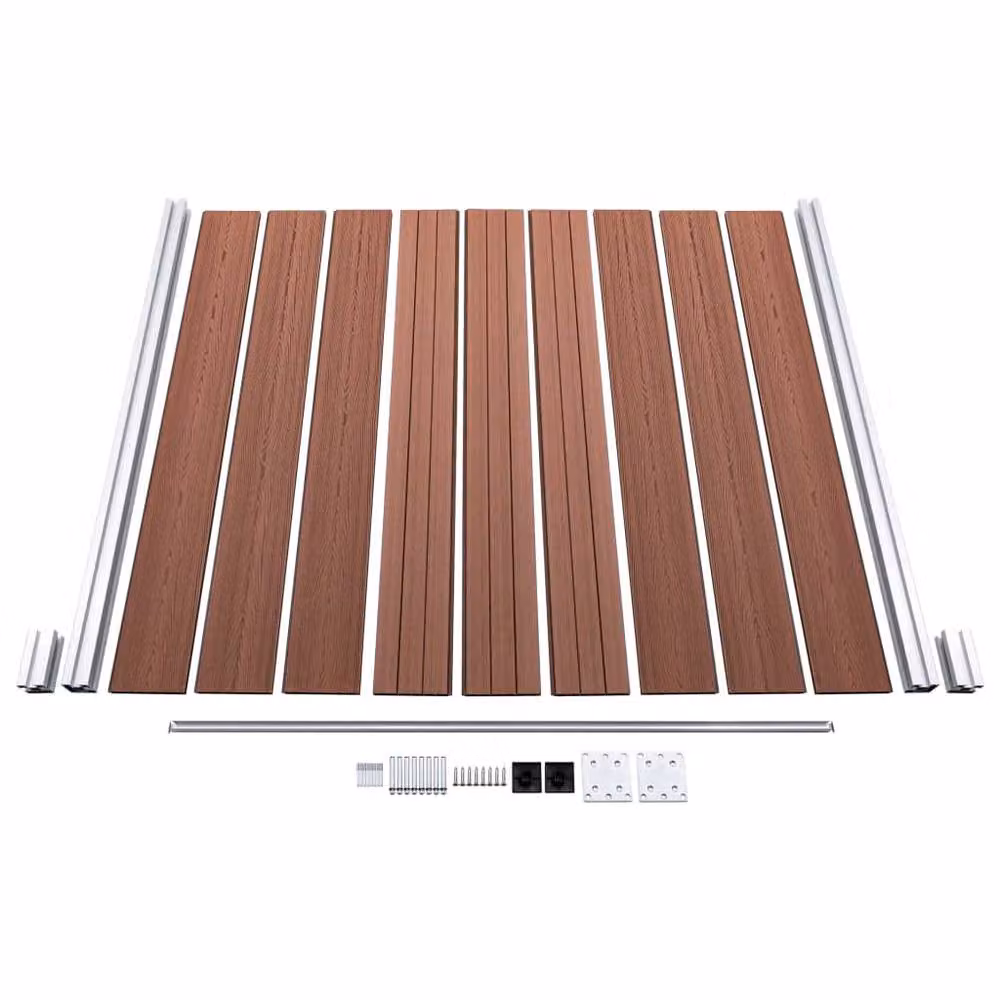 Berkfield Home Garden WPC and Aluminium Fence, Brown, W: 699 cm, H: 186 cm – 4