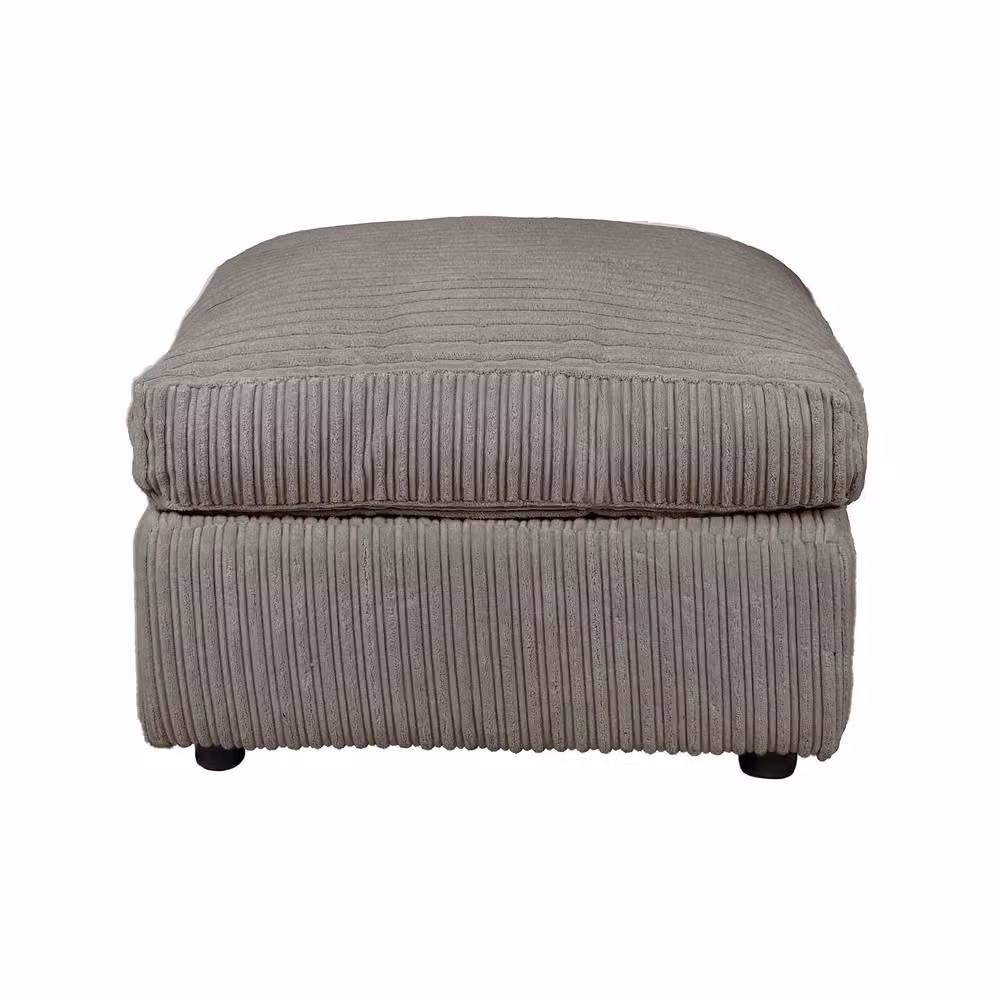 LUXURY LIFE Declan Jumbo Cord Fabric Footstool in Grey, W/D/H: 60 x 60 x 65 cm – 2