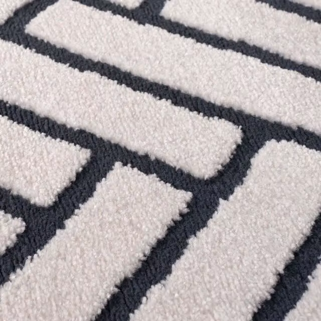 The Rugs Loft Chevron Design Textured Grey and Blue Rug W: 240 cm, D: 340 cm