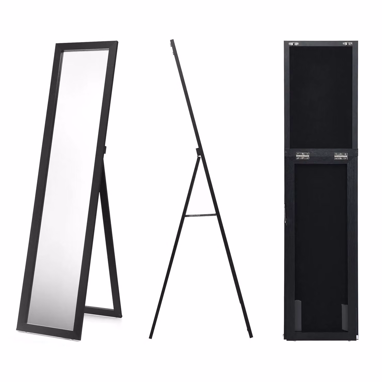 Gymax 2 in 1 Full Length Body Mirror, Freestanding or Wall Mounted, Black – 3