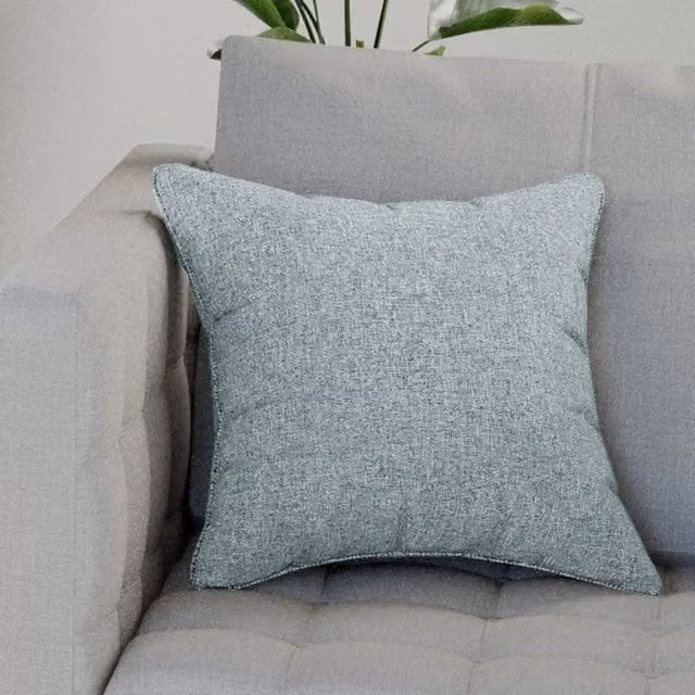 Terrys Blue Linen Square Textured Filled Cushion W/D/H: 43 x 43 x 43 cm