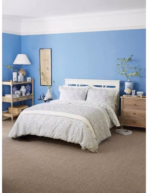 Morris & Co Willow Bough Floral Cotton Percale Bedding Set, Blue Mix, W: 140 cm, L: 200 cm