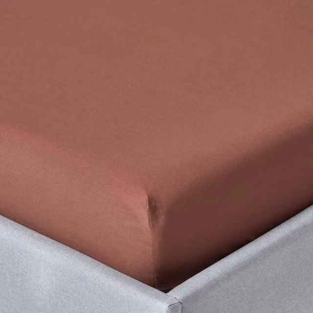 Homescapes 200 Thread Count Egyptian Cotton Percale Fitted Sheet, Brown, 120 x 200 cm
