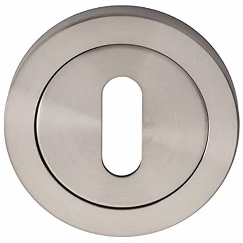 Loops Round Lock Profile Escutcheon in Brushed Stainless Steel Silver, Diameter: 5.2 cm