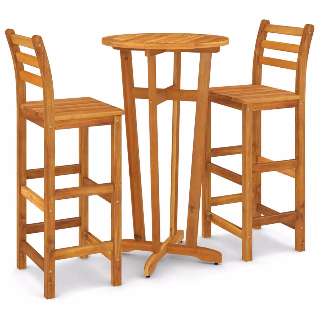 Berkfield Home 3 Piece Garden Bar Set in Brown Oiled Solid Acacia Wood – 2
