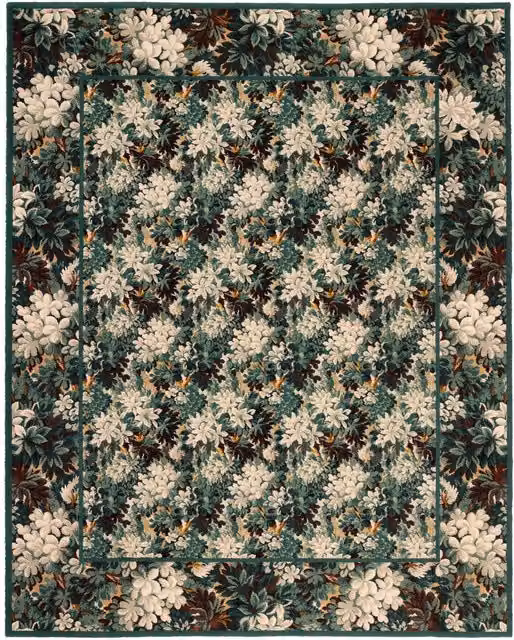 House of Hackney SILVA Floral Wool Rug in Cerulean Blue and Multicolour